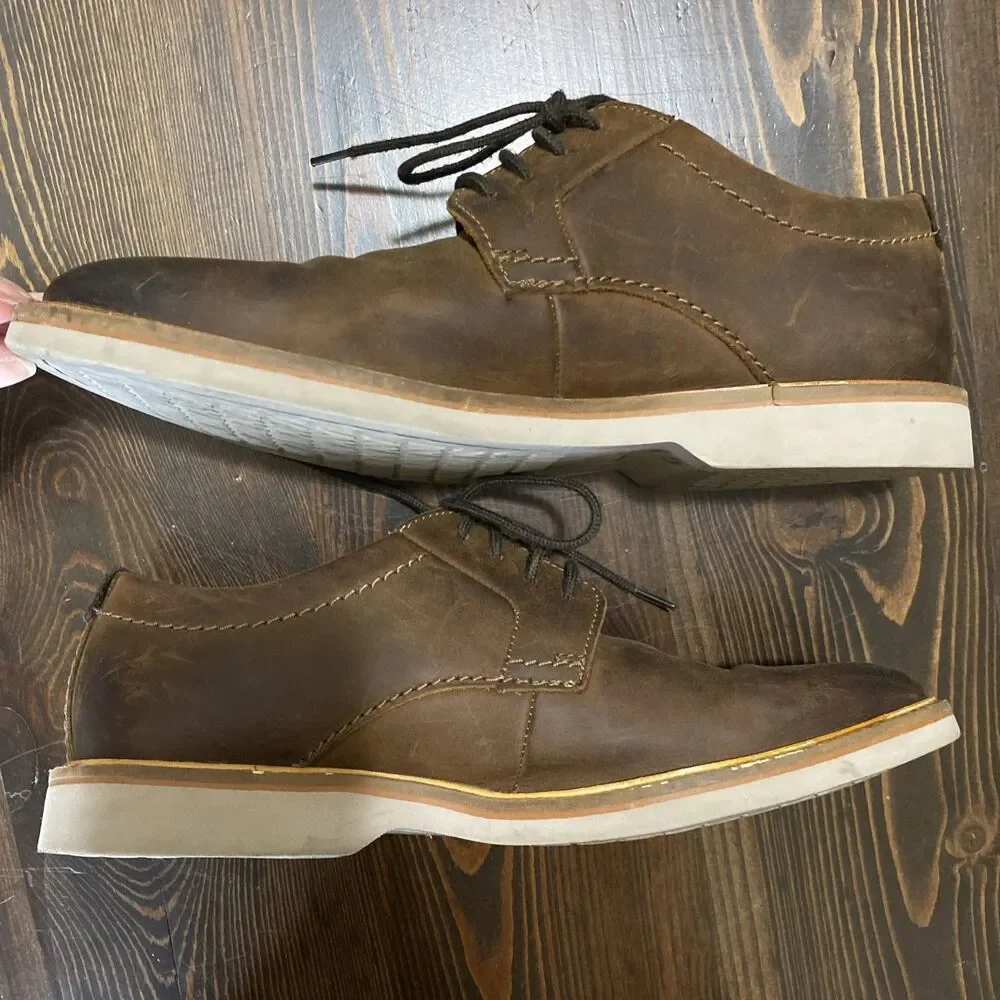 Clarks Brown Leather Lace-Up Derby Shoes Mens 7 Business Casual Career